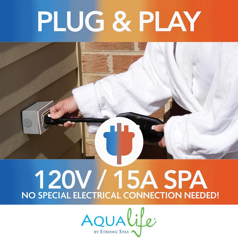 Gray Granite 4-Person Rectangle Plug and Play Hot Tub
