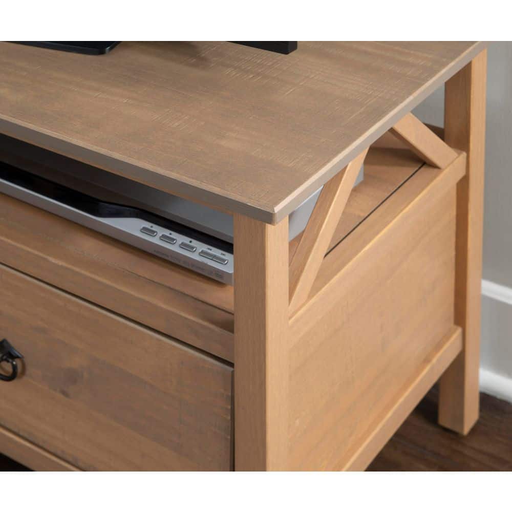 Rustic Gray 48'' Media Stand with Open Shelf and Storage Drawers