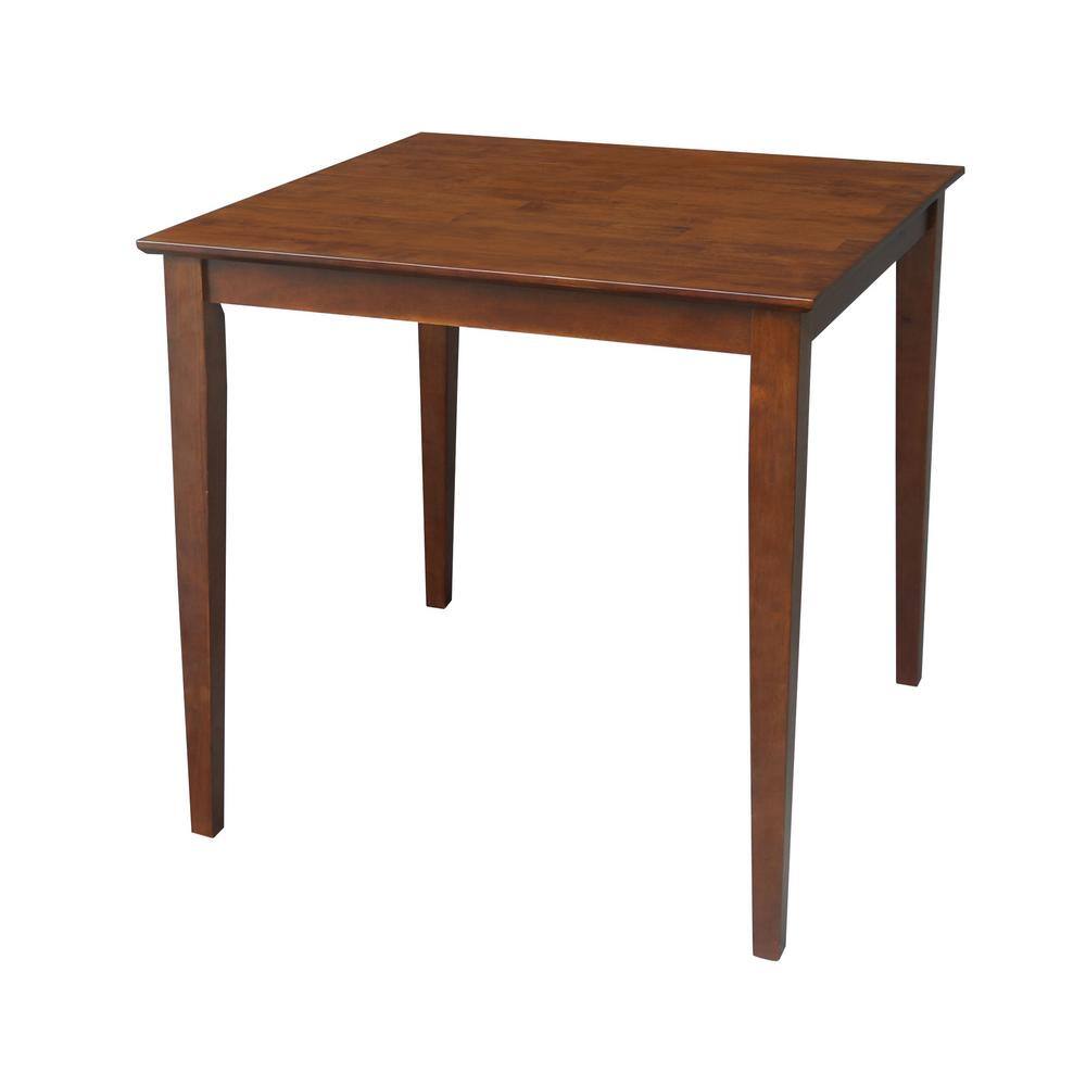 Espresso Solid Wood Counter Height Dining Set with 2 Stools