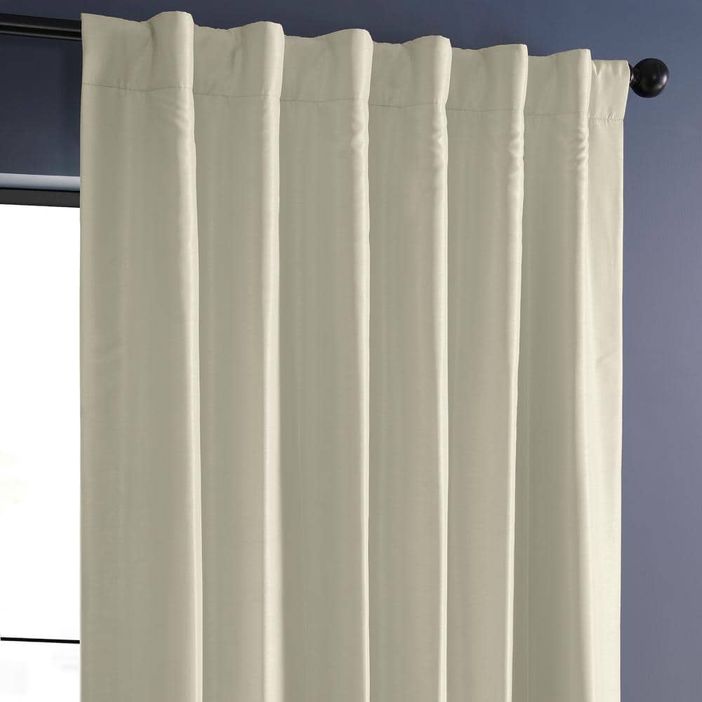 Extra Long Off-White Blackout Faux Silk Drapes
