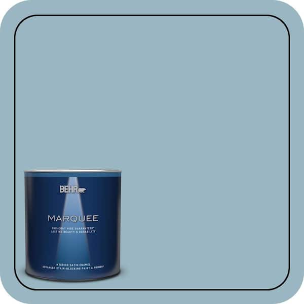 BEHR MARQUEE 1 qt. #S470-3 Peaceful Blue One-Coat Hide Satin Enamel Interior Paint & Primer
