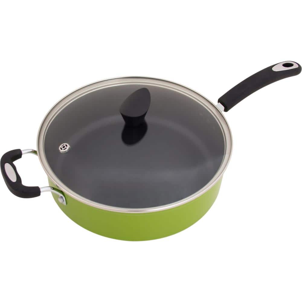 Green Aluminum Non-Stick Sauce Pan with Lid, 12"