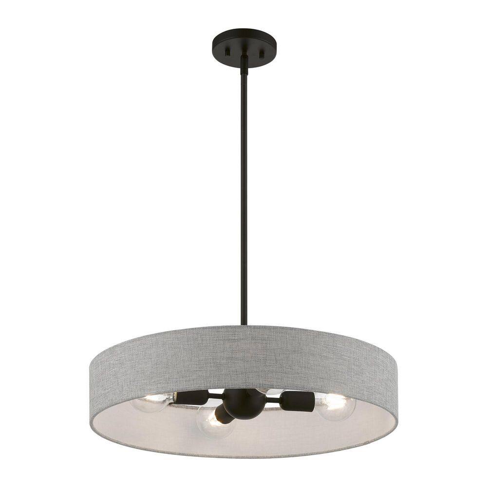 Elmhurst Black Nickel 4-Light Drum Pendant