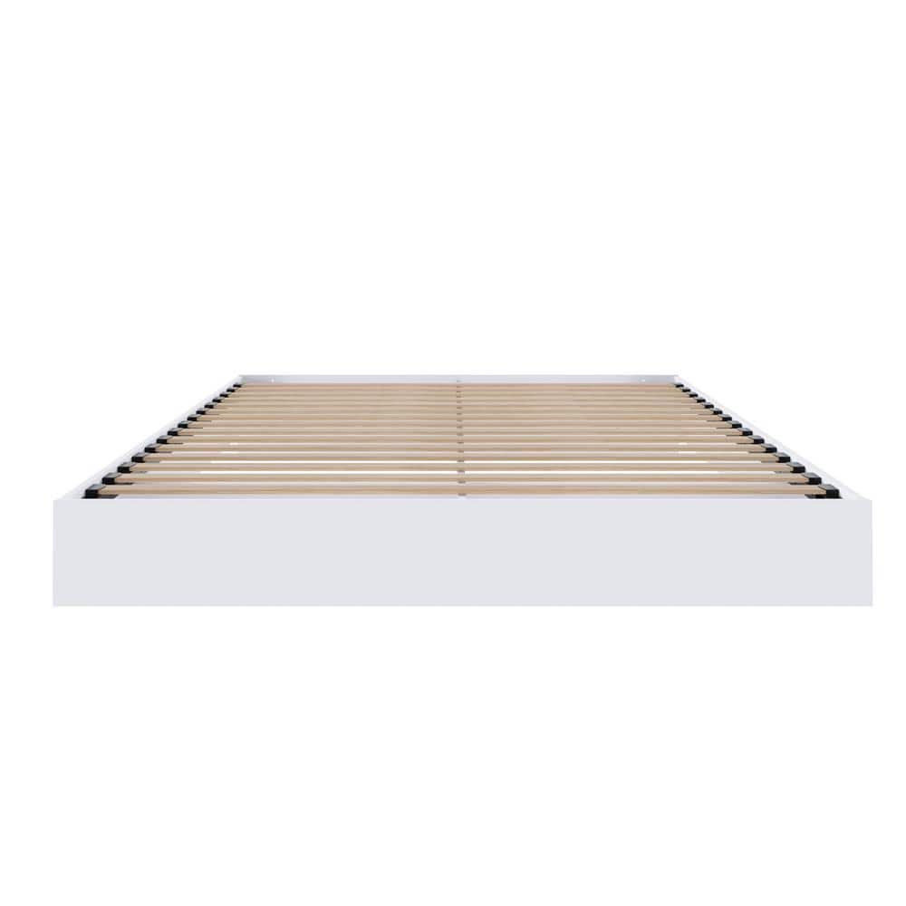 Aerial White Full/Double Floating Platform Bed with Wood Frame