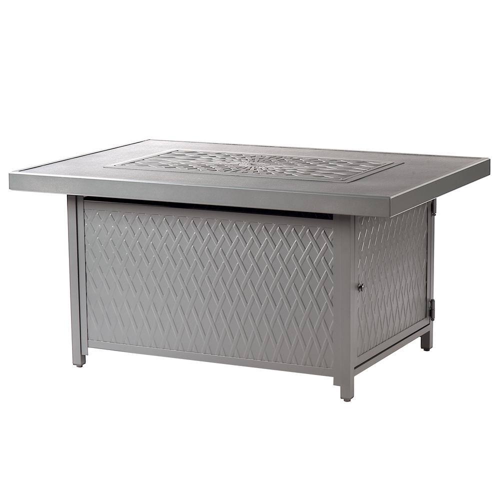 48 in. x 36 in. Grey Rectangular Aluminum Propane Fire Pit Table, Glass Beads, 2 Covers, Lid, 55,000 BTUs price history on PriceWatchPro