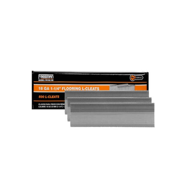Freeman 18-Gauge 1-1/4 in. Glue Collated Flooring L-Cleats - Serrated Steel -500 Count- for Tongue and Groove Floor Installation