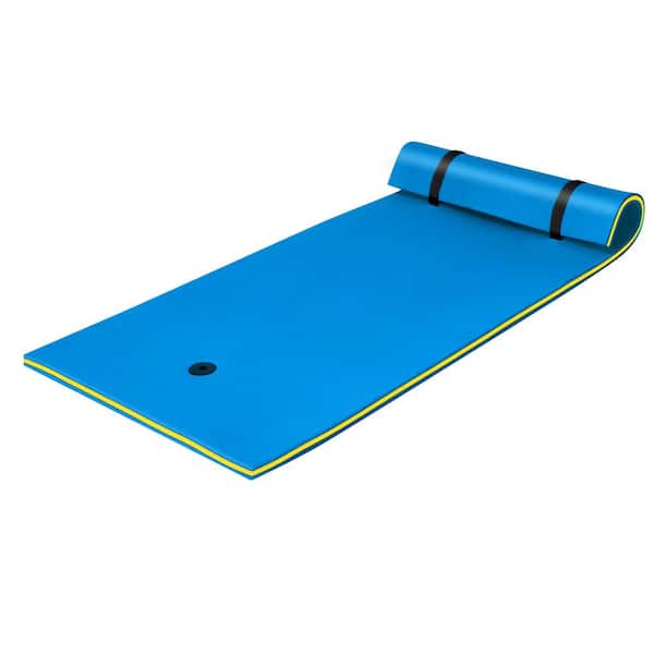 Costway 3-Layer Tear-proof Water Mat Floating Pad Island Water Sports Relaxing Blue