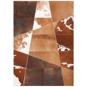 Studio Leather Brown Ivory Doormat 3 ft. x 5 ft. Animal Print Area Rug