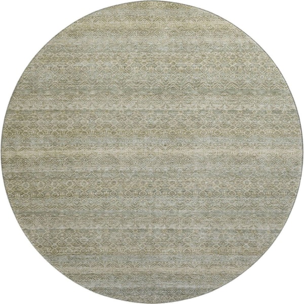 Mayfield Premium Machine Washable Abstract AMF2105 Linen 8 ft. x 8 ft. Round Rug