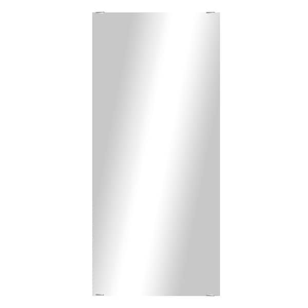 Unbranded Modern Rustic (72in. W x 26.5in. H) Frameless Rectangular Wall Mirror with Chrome Square Clips