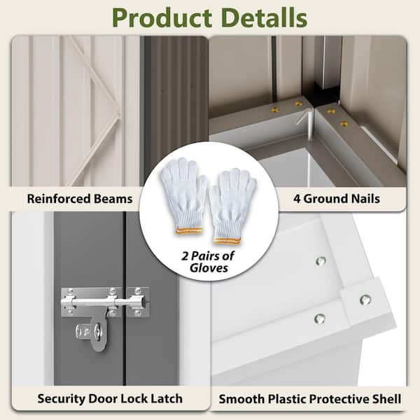 Cesicia White 7 ft. W x 4 ft. D Heavy-Duty Metal Lean-To Shed for