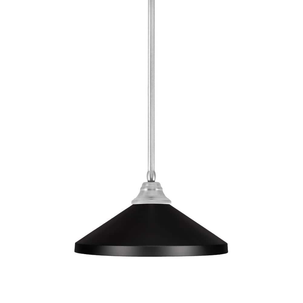 Sparta 100-Watt 1 Light Brushed Nickel Shaded Pendant Light with 14 in. Mat