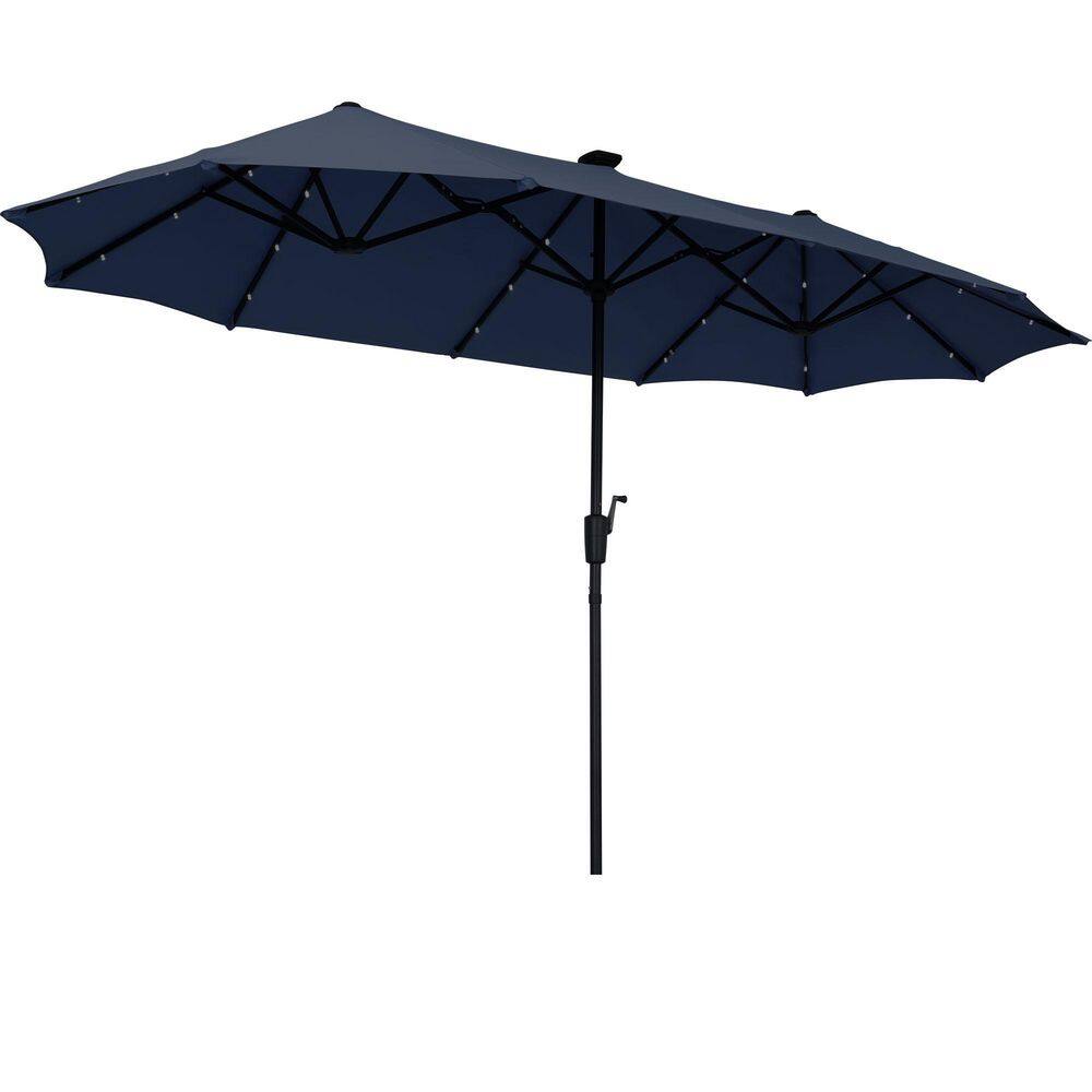 13 ft. Steel Market Solar Patio Umbrella Double-Side with LED Light in Navy Blue price history on PriceWatchPro