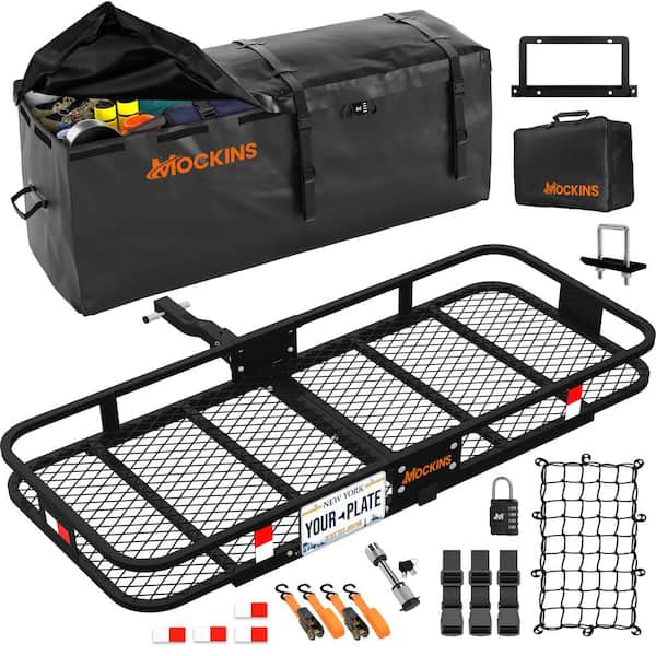 500 lb. Capacity Hitch Mount Cargo Carrier Basket with 16 cu. ft. Cargo Bag, Straps, Net, Folding Shank and 2 in. Raise