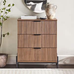 Mid-Century Modern Mocha Wood 28 in. Chest of Drawers