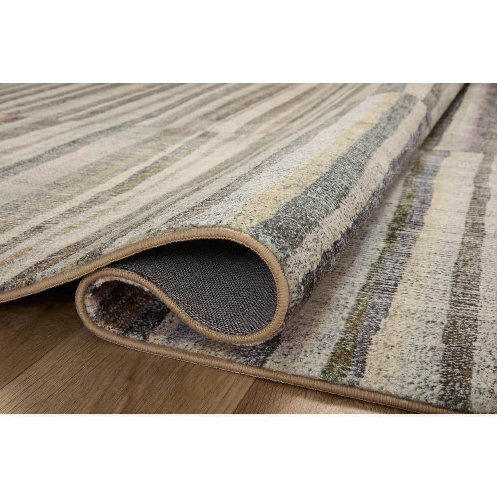 Humphrey Modern Plaid Runner Rug in Natural and Moss - 2'3" x 11'6"