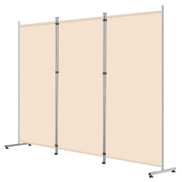 6 ft. H x 8.5 ft. W Metal Privacy Screen Freestanding Decorative Privacy Fence Panels for Garden in Beige (3 Panels)