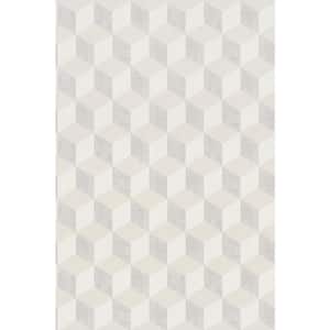 Bold 3 Dimensional Cube Beige Paper Strippable Roll (Covers 57 sq. ft.)