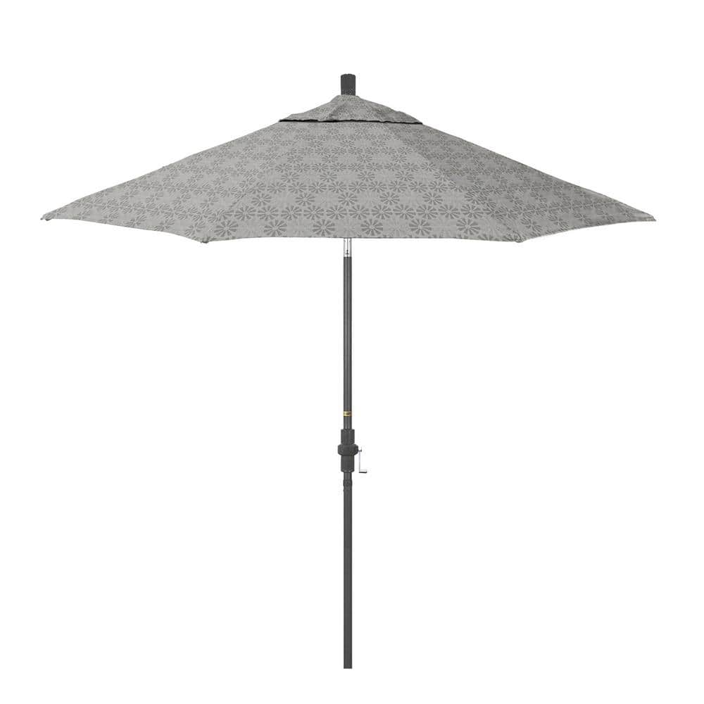9 ft. Grey Aluminum Market Patio Umbrella with Fiberglass Ribs Crank and Collar Tilt in Spiro Graphite Pacifica Premium price history on PriceWatchPro