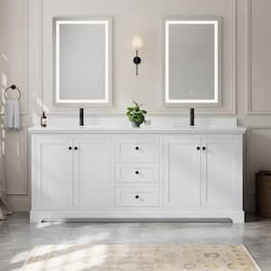 Avery 80 in. W x 22 in. D x 35 in. H Double Bath Vanity in White with White Quartz Top