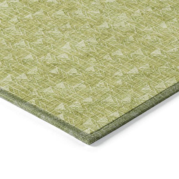Moss Green 2 ft. x 8 ft. Geometric Indoor / Outdoor Area Rug