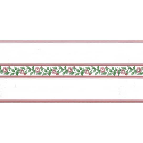 Falkirk Brin Flowers On Vine Pink, Green Wallpaper Border