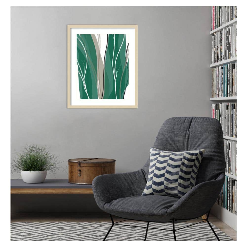 Sea Meadow IV Green and Beige Abstract Framed Wall Art