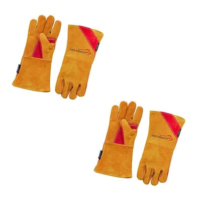 Brown, Prime Welding 16 in. Gloves with Kevlar Thread Protection, Reinforced Thumb and Palm, Heat Resistant (2-Pairs)