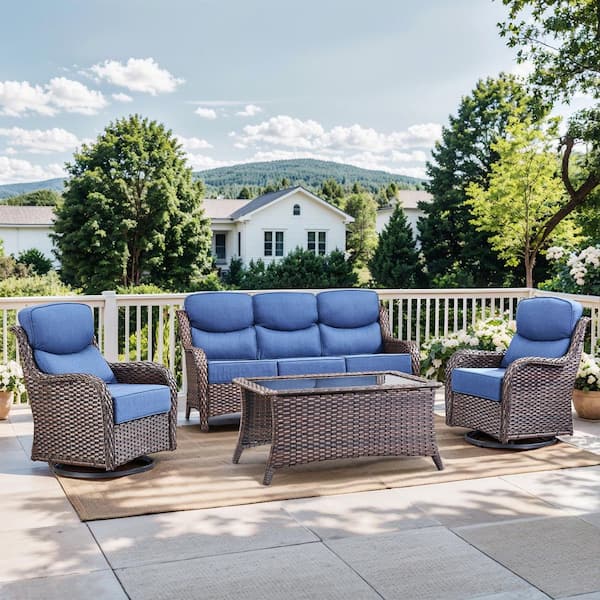 テーブル・チェア・ハンモック BlueRidgeChairWorks CarolinaSnackTable HOOOWOOO Oreille Grey 3-Piece Wicker Outdoor Patio