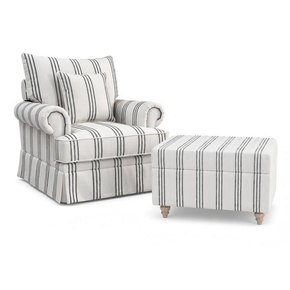 Mercury Navy Blue Fabric Club Chair Set of 1 with Storage Ottoman and Lumbar Pillow price history