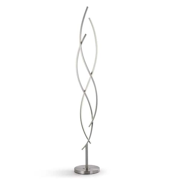HomeGlam Swave 63 in. Brushed Nickel LED Floor Lamp
