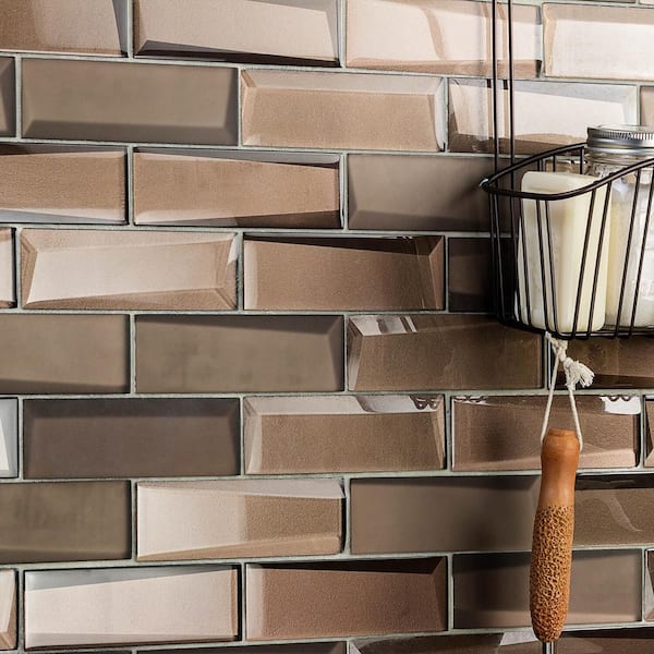 Wister Bronza 12.14 in. x 12.53 in. Polishded Glass Mosaic Wall Tile (1.06 sq. ft. per Sheet)