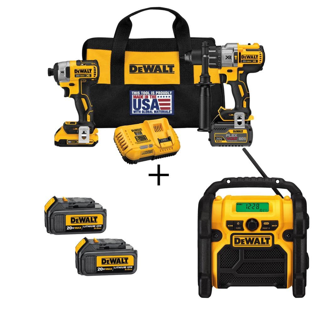 DEWALT 20V MAX Cordless Combo Kit, 20V Radio, (1) FLEXVOLT 6.0Ah ...