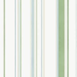 Smart Stripes 3 Green/Blue/White Casual Stripe Matte Finish Non-Pasted Vinyl on Non-Woven Wallpaper Sample