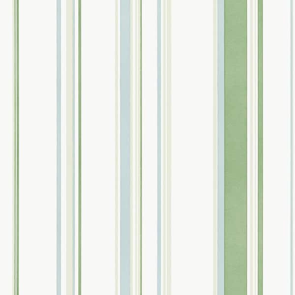 Unbranded Smart Stripes 3 Green/Blue/White Casual Stripe Matte Finish Non-Pasted Vinyl on Non-Woven Wallpaper Sample