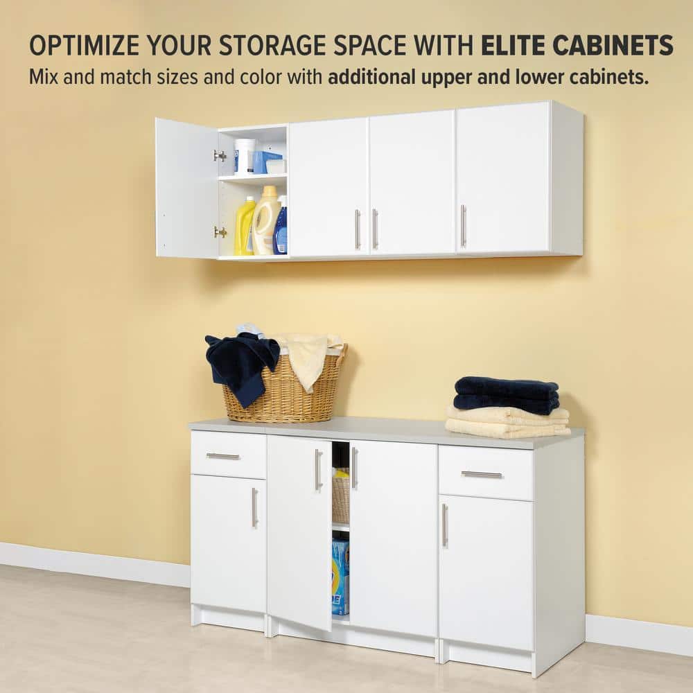 White Composite Freestanding Office Cupboard with Adjustable Shelving