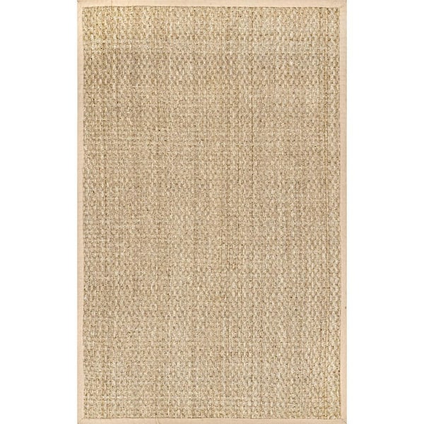 nuLOOM Hesse Checker Weave Seagrass Natural 2 ft. 6 in. x 4 ft. Indoor/Outdoor Patio Area Rug