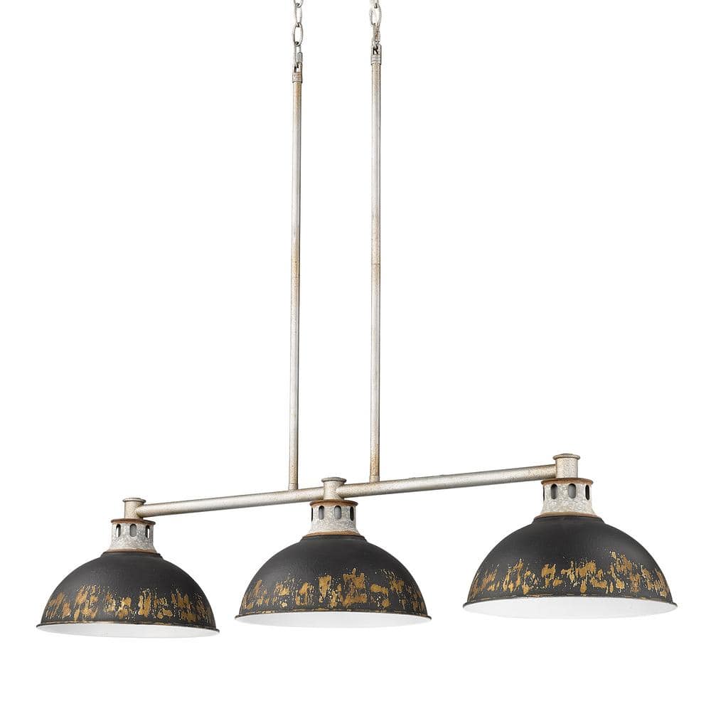 Kinsley 3-Light Aged Galvanized Steel and Antique Black Iron Linear Pendant Light price history on PriceWatchPro