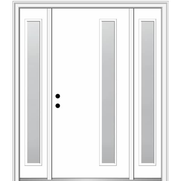 MMI DOOR Viola 64 in. x 80 in. Right-Hand Inswing 1-Lite Frosted Glass Primed Fiberglass Prehung Front Door on 6-9/16 in. Frame