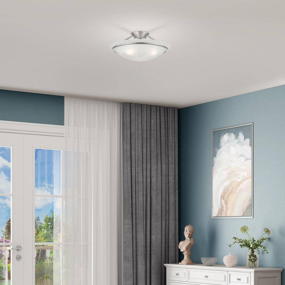 Newburgh Brushed Nickel 3-Light Semi-Flush Mount with Alabaster Glass Bowl