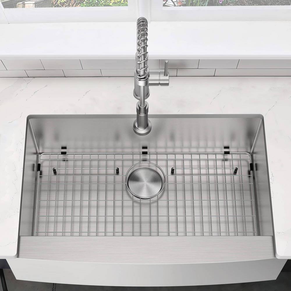 33-Inch Brushed Stainless Steel Farmhouse Apron-Front Kitchen Sink