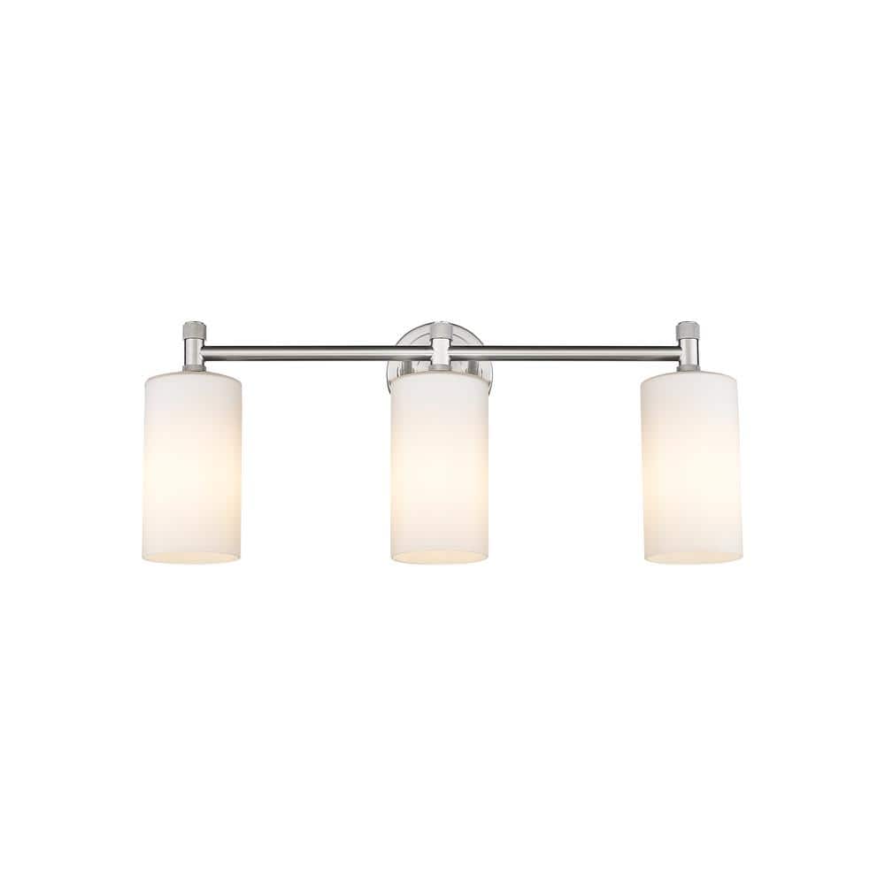 Crown Point 23.88 in. 3-Light Satin Nickel Vanity Light with Glass Shade price history on PriceWatchPro