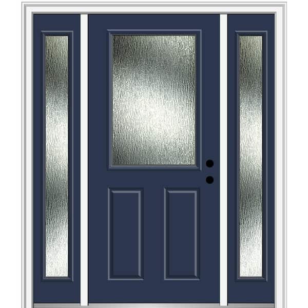 MMI Door 64 in. x 80 in. Left-Hand Inswing Rain Glass Naval Fiberglass Prehung Front Door on 6-9/16 in. Frame