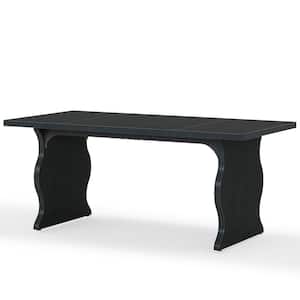 Halseey Black Rectangular Wood Kitchen 63 in. Pedestal Dining Table Large Dinner Table Dining Room Desk for 4-6
