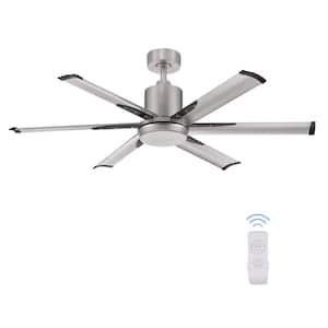 52 in. Indoor Integrated LED Silver Ceiling Fan with Remote Control