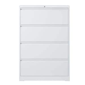 4-Tier  52.28 in. H White Metal File Cabinet Locker with 4-Drawers and Key