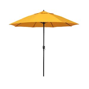 7.5 ft. Bronze Aluminum Market Patio Umbrella with Fiberglass Ribs and Auto Tilt in Sunflower Yellow Sunbrella