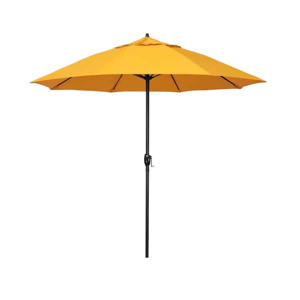 California Umbrella 7.5 ft. Bronze Aluminum Market Patio Umbrella with Fiberglass Ribs and Auto Tilt in Sunflower Yellow Sunbrella