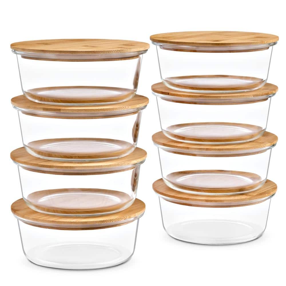 Sorbus Sorbus 8-Pack Glass Food Storage Containers with Bamboo Lids ...