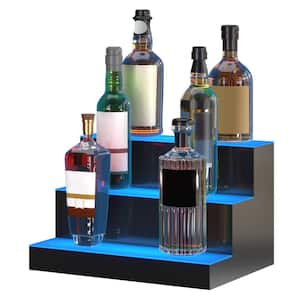 12-Bottles Lighted Liquor Bottle Display 16 in. Lighting Shelf 7-Static Colors Acrylic Wine Rack